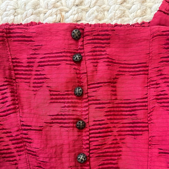 Anthropologie Romantic Puff Sleeve Blouse Cranberry Womens Size M - Picture 6 of 6